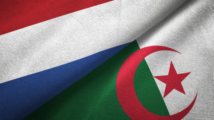 Netherlands and Algeria two flags textile cloth, fabric texture