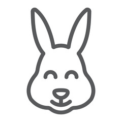 Fototapeta premium Easter bunny line icon, animal and easter, easter rabbit sign, vector graphics, a linear pattern on a white background.