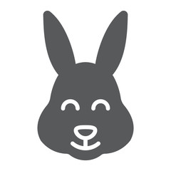 Easter bunny glyph icon, animal and easter, easter rabbit sign, vector graphics, a solid pattern on a white background.