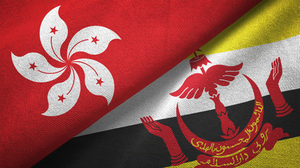 Hong Kong and Brunei two flags textile cloth