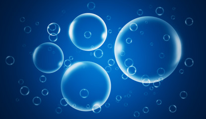 Blue abstract texture. Bubble on isolated blue background.