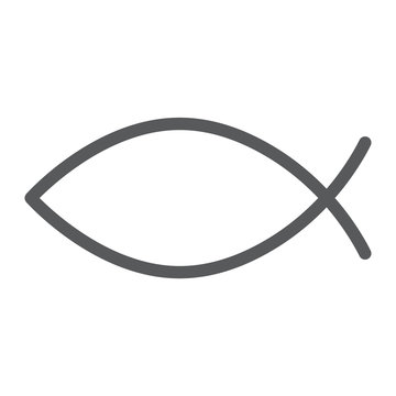 Christian fish line icon, religious and symbol, jesus fish sign, vector graphics, a linear pattern on a white background.