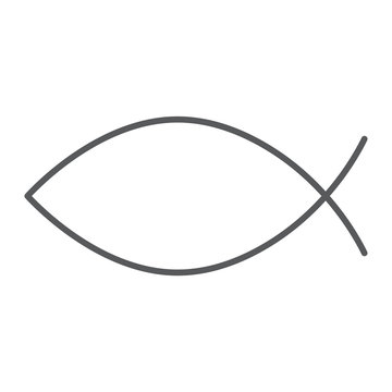 Christian fish thin line icon, religious and symbol, jesus fish sign, vector graphics, a linear pattern on a white background.