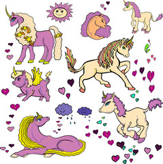 Obraz premium set of animals unicorn spring color