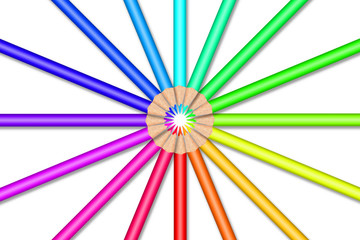 Colorful color pencils in front of white background