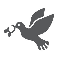 Obraz premium Pigeon glyph icon, bird and symbol, dove sign, vector graphics, a solid pattern on a white background.