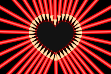 Red pencils on black background © nakedking