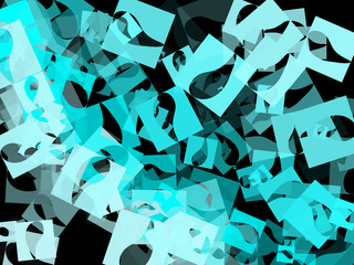 Fototapeta na wymiar blue abstract shapes on black background