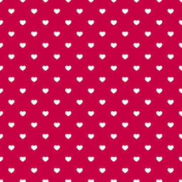 Valentines day seamless pattern with small white hearts on red background