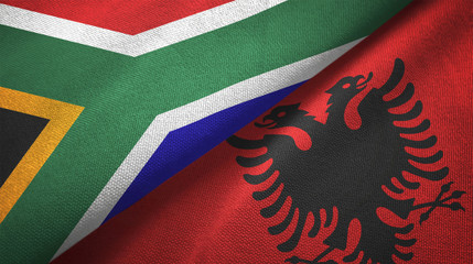 South Africa and Albania two flags textile cloth, fabric texture