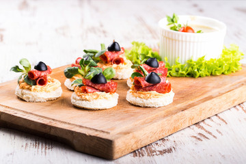 Canapes with salami
