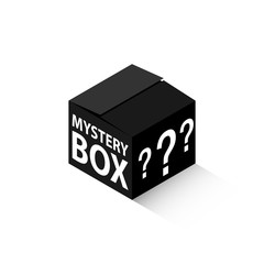 Black mystery box isometric icon. Clipart image isolated on white background