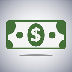 paper dollar symbol icon on white background