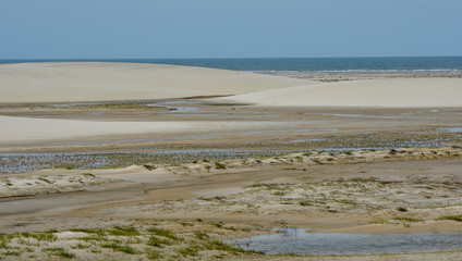 Lagoon on the middle of the dunes at Lencois Maranhenese National Park, Brazil