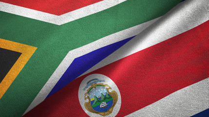 South Africa and Costa Rica two flags textile cloth, fabric texture