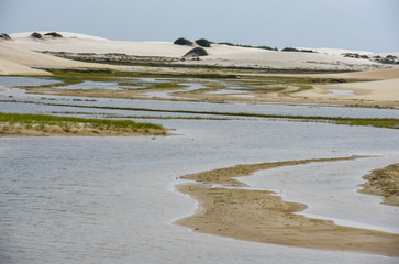 Lagoon on the middle of the dunes at Lencois Maranhenese National Park, Brazil