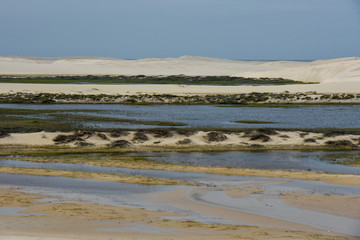 Lagoon on the middle of the dunes at Lencois Maranhenese National Park, Brazil