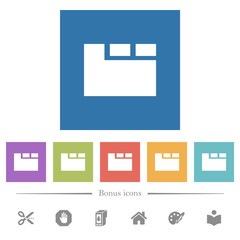 Horizontal tabbed layout active flat white icons in square backgrounds