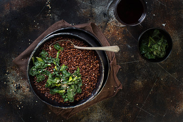 Black lentils and vegetables stew