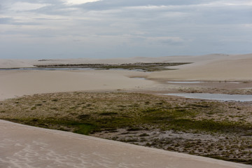 Lagoon on the middle of the dunes at Lencois Maranhenese National Park, Brazil