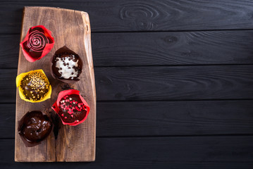 Colorful chocolate homemade muffins