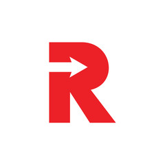 letter r simple geometric arrow logo