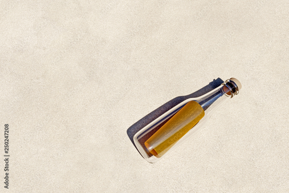 Poster 3d rendering of message in abottle