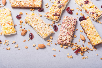 Healthy homemade snacks breakfast . Granola bars