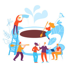 Vector concept illustration with coffee making process