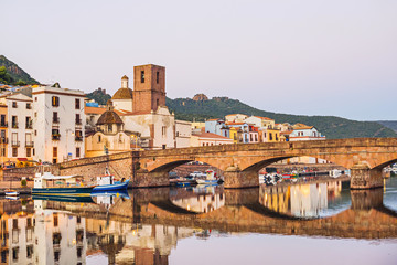 Fototapeta na wymiar Beautiful view of Bosa town, Sardinia island, Italy. Travel destination