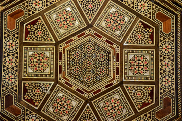 Oriental pattern,  texture, background. Gold tiles, Arabic, Ottoman's retro textile. 