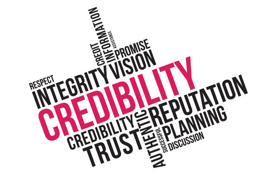 Credibility word cloud collage, business concept background. credibility, reputation and trust concept