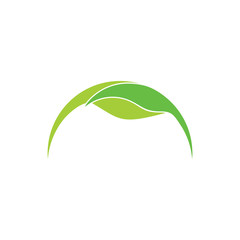 Fototapeta na wymiar linked green leaf global abstract natural logo vector