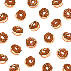 Donut background. Collection icons donuts. Vector