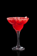 Classic fresh juices from fruits and vegetables on a black background in glass cups, cocktails. Drinks with bottom ejection. Isolate for the menu of restaurants, bars and cafes.