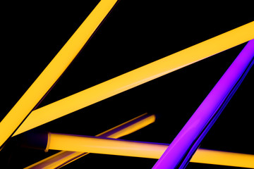Bright neon lamps on dark background