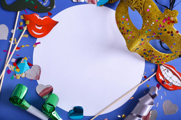 Composition for Purim holiday with space for text on color background