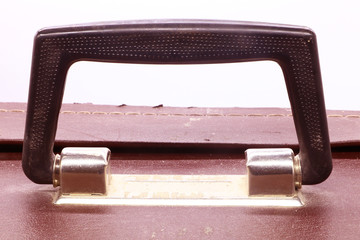 close up old vintage suitcase handle