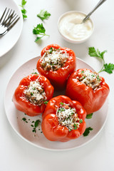 Baked stuffed red bell pepper