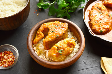 Fish curry with rice