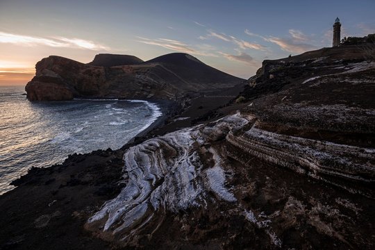 Volcanic landscape, Capelinhos volcano, Ponta dos Capelinhos, evening light, Capelo, Island of Faial, Azores, Portugal, Europe