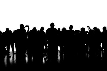 Panoramic Group of People Silhouette Isolated Graphic