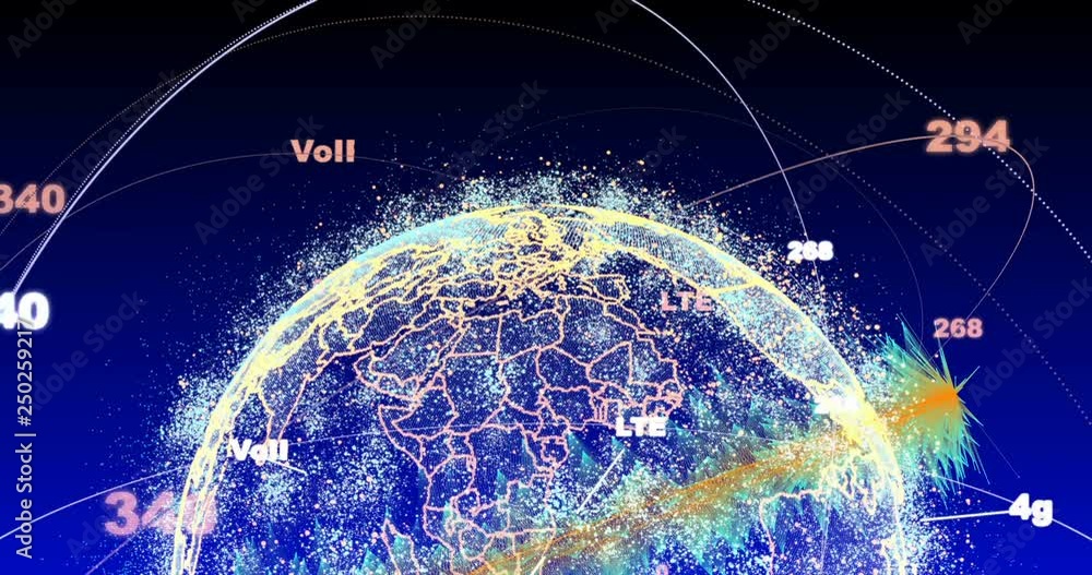 Poster abstract globe with particles and plexus structure. digital technology planet with continent forming