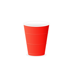 Red plastic cup sticker. Clipart image isolated on white background