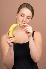 cute girl with a banana