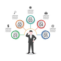 Infographics Marketing Business Report with Businessman Presentation