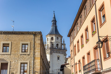 Fototapeta na wymiar Tower of the Santa Maria cathedral of Vitoria-Gasteiz, Spain