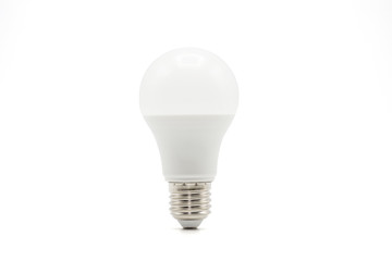 Close up LED white light bulb isolated on white background. Clipping path -Image.