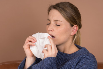 a sick girl with the cold