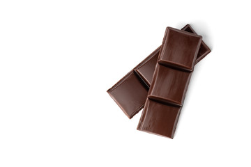 Chocolate bars stack isolated on white background